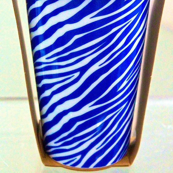 ECO ONE REUSE ME TRAVEL MUG ZEBRA ROYAL BLUE SILICON LID COFFEE 10 OZ - Picture 4 of 5